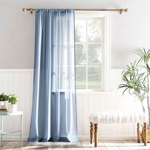 50"x96" Archaeo Sheer 100% Cotton Curtain Panel Denim Blue SINGLE